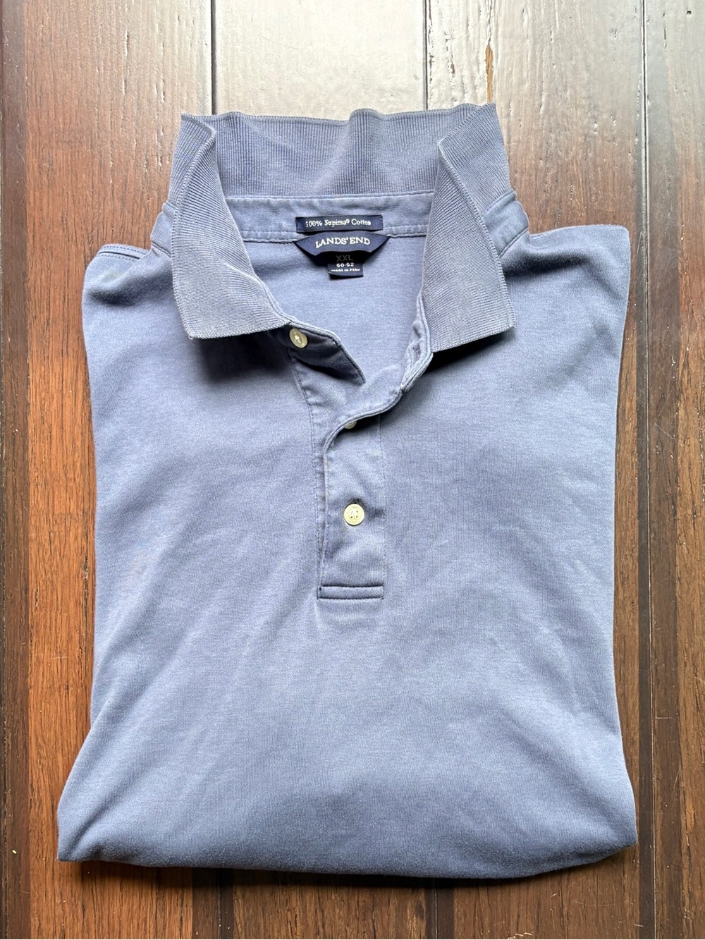 Lands' End Men's Polo in Slate Blue XXL (50-52)100% Supima Cotton golf preppy